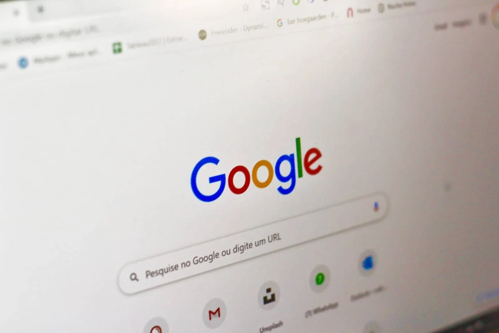 The Google logo is displayed on a computer screen.